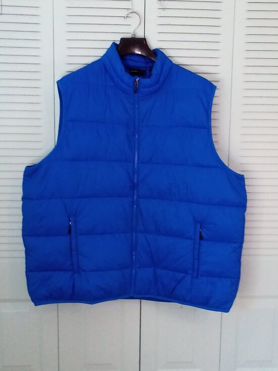 SWISSTECH + 3XL 54-56 PUFFER FULL ZIP VEST ZIP POCKETS MOCK TURTLE NECK ROYAL BL - Picture 2 of 6